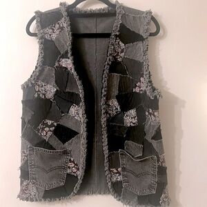 Boho jean vest size M/L grunge